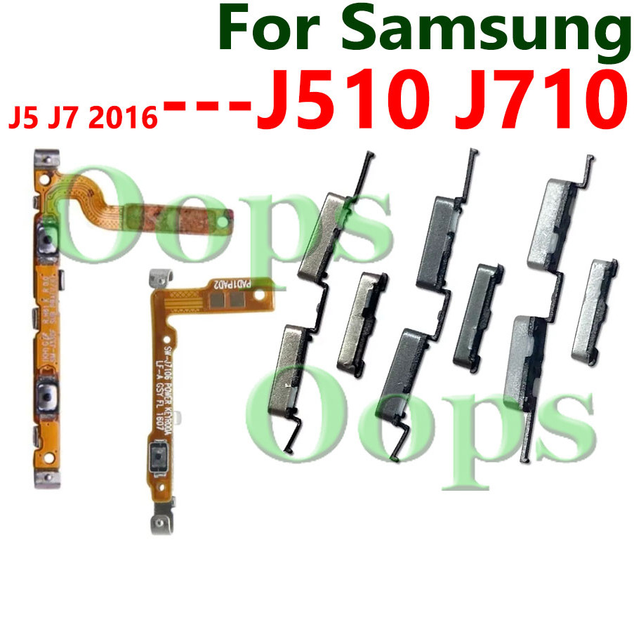 ปุ่มปรับระดับเสียงเปิดปิด Flex สําหรับ Samsung J510 J710 J5 J7 2016 โทรศัพท์ด้านข้าง Key Up Down ปุ่