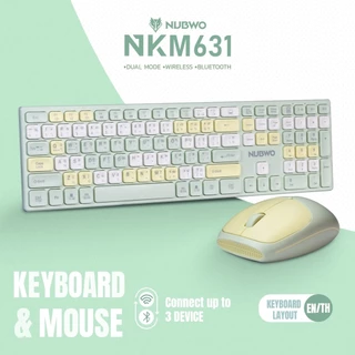 NUBWO NKM-631 YELLOW/GREEN/PURPLE BLUETOOTH KEYBOARD AND MOUSE คีย์บอร์ดไร้สาย เม้าส์ไร้เสียง