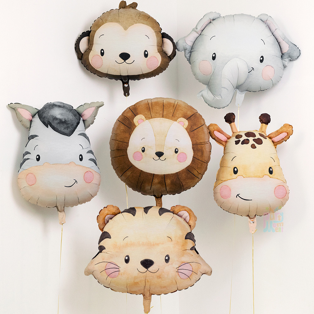 6ชิ้น/เซ็ตยักษ์สัตว์ฟอยล์บอลลูน3ง สิงโตลิงยีราฟลอยบอลลูนสําหรับงานเลี้ยงวันเกิดตกแต่งของขวัญ