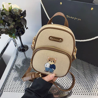 หมีปักผ้าใบกระเป๋าแฟชั่น Multi-Compartment หญิงกระเป๋า All-Match กระเป๋าสะพาย Casual