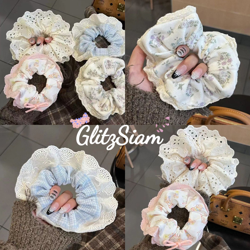 🌸Cute🌸ยางมัดผม🤍ผ้าผูกผมลูกไม้🤍เครื่องประดับผมน่ารักสำหรับผู้หญิง🍥 มีให้เลือกหลากหลายสีพร้อมส่งในไทย