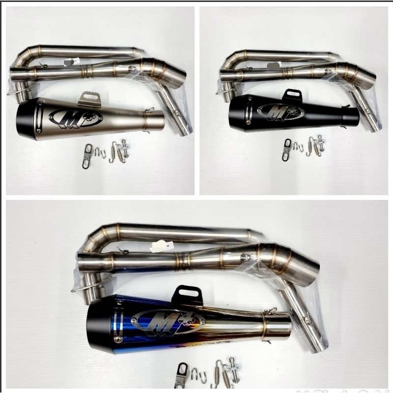 คอท่อ งานแสตนเลส สำหรับ Mslaz / R15 / New R15 / MT15 / Demon / MSX / Razor / CBR พร้อมปลายท่อ M4 งาน