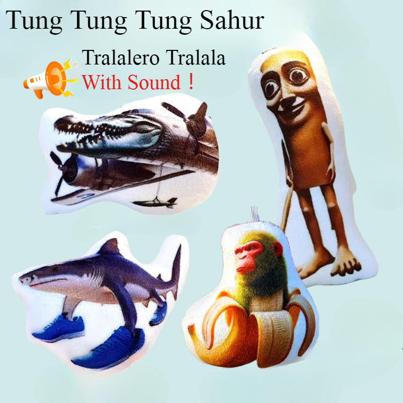 Tung Tung Tung Sahur พวงกุญแจ Tralala พวงกุญแจตุ๊กตานุ่มของเล่นพร้อมเสียง