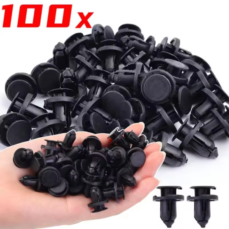 คลิปกันชนอัตโนมัติ 8 มม.พลาสติกสีดํา Rivets Fasteners สําหรับแผงประตูรถ Fender Liner ซ่อมเครื่องมือ