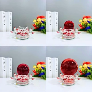 ดอกบัวลูกแก้วคริสตัล เสริมฮวงจุ้ย ฐานดอกบัวใส่ลูกแก้วขนาด 5/6/8 cm. ประดับตกแต่งบ้าน