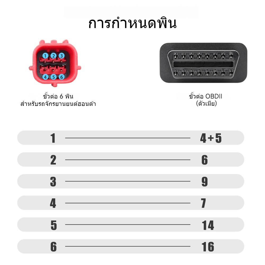 for Honda สายแปลง 4 ขา & 6 ขา เป็น 16 ขา สำหรับการสแกนรถจักรยานยนต์ Honda Motorbike OBD2 Scanner - รูปที่ 2