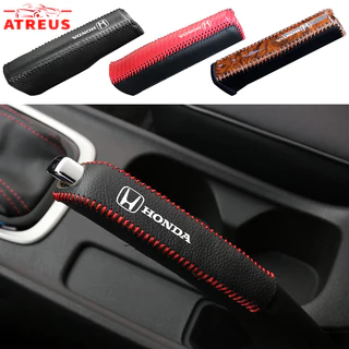 Honda ปลอกหุ้มเบรคมือสําหรับรถยนต์ ปลอกหุ้มลูกบิดรถยนต์ หนังเทียม ปลอกหุ้มเบรคมือ กันลื่น ครอบเบรคมือ สำหรับ Honda Civic 11th 10th gen fe fk fd Fit ge HRV Jazz gk City Hatchback Odyssey CRV BRV WRV Mugen