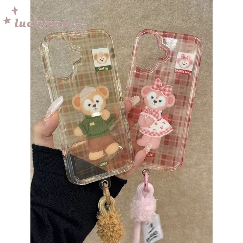 Iphone 16 15 14 13 12 11 Pro Max X Xr Xs Max 7 8 Plus SE2020 เคสโทรศัพท์การ์ตูนน่ารักตุ๊กตาหมีคู่รูปแบบ Clear Soft ฝาหลัง