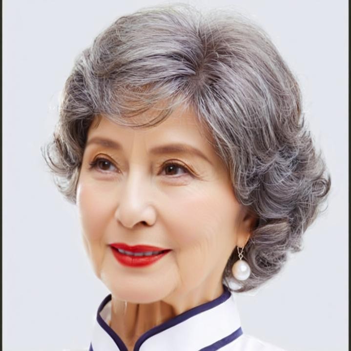 วิกผมหญิงผมสั้นใหม่ร่างธรรมชาติตลกผมหยิกสั้นชายชราสไตล์ต่างประเทศยายเต็มหัวปก