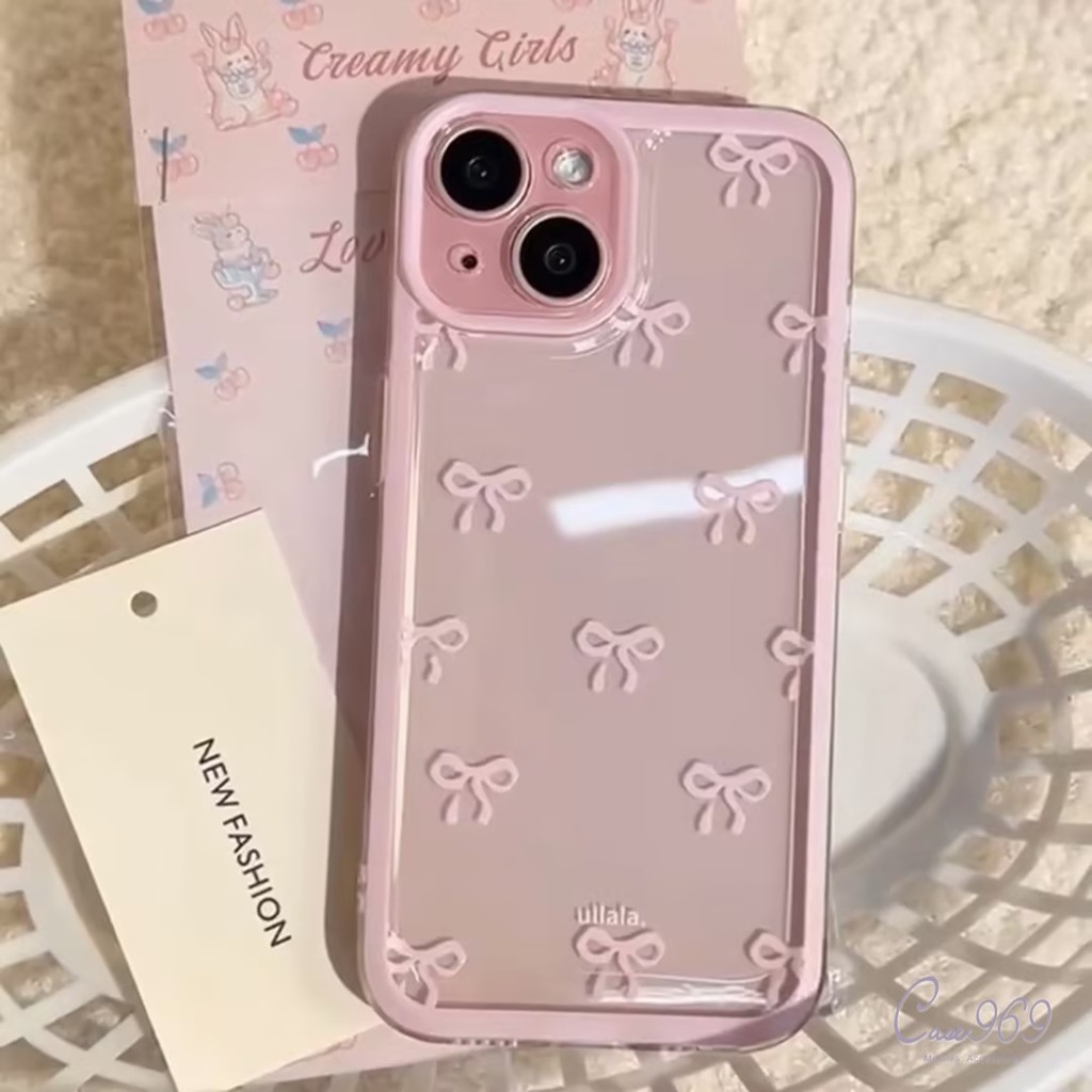 เคส Samsung A15 A14 A05 A54 A05s A32 A03s A24 A12 A34 A50 A53 A52 A02s A23 A02s ง่ายมาการองโบว์ โปร่งใส สีมาการอง เคส