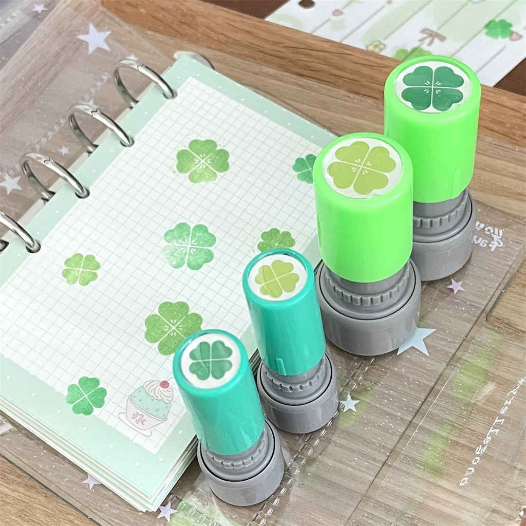 Ins Four Leaf Clover Ink Stamp DIY สมุดภาพการ์ดอวยพรของขวัญตกแต่ง