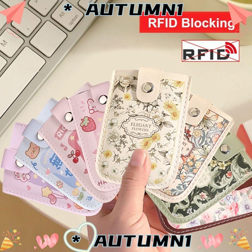 Autumn1 ID Card Holder,ลามิเนตปกปิดประเภทดึงออกกระเป๋าสตางค์มินิการ์ด,แฟชั่นหนัง PU 5 กระเป๋าการ์ด RFID Blocking Business Card Men