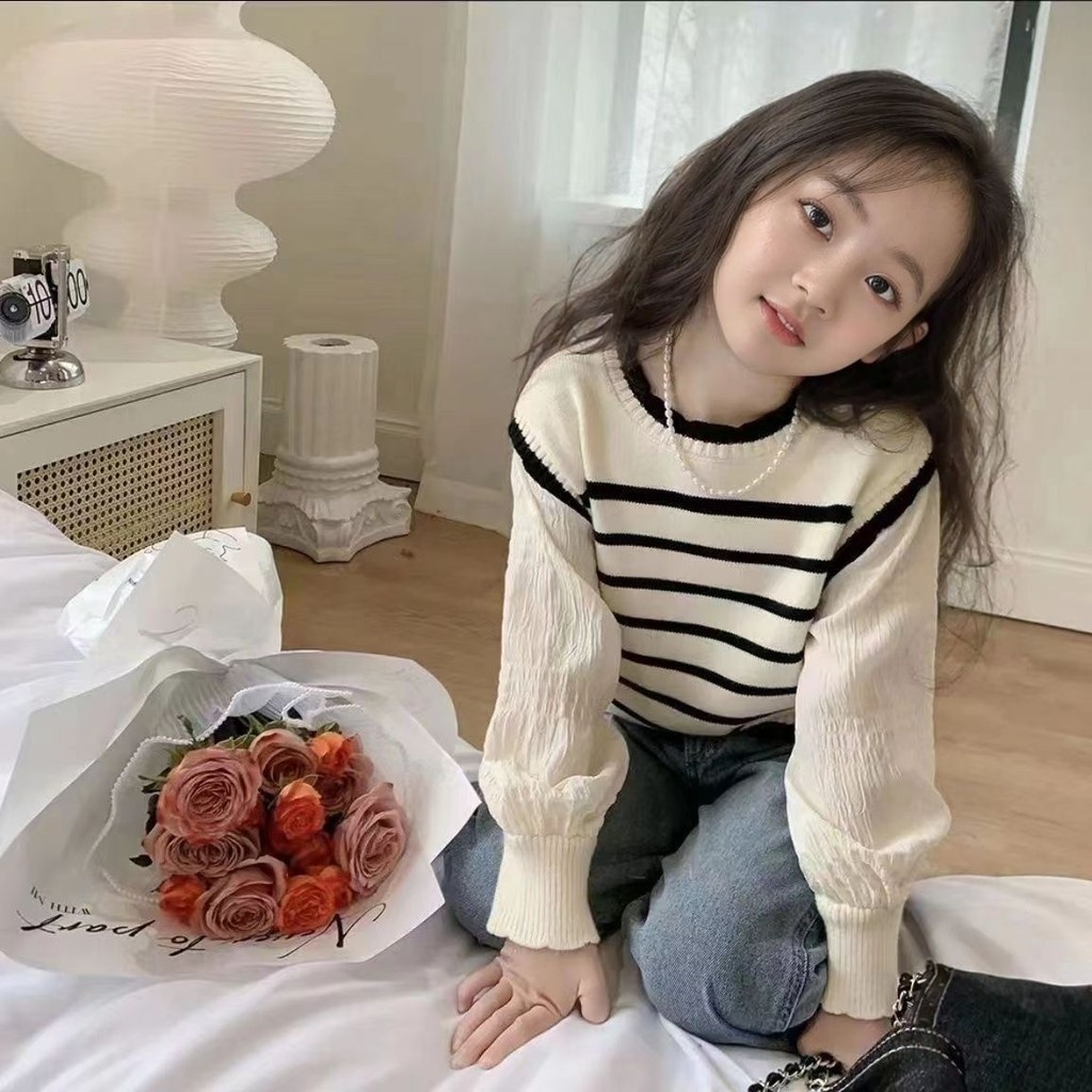 สาวสไตล์ใหม่เสื้อถักขายดีเด็กปลอมสองชิ้นเจ้าหลิวด้านบนแฟชั่นสไตล์เจ้าหญิงลายทั้งหมด-ma