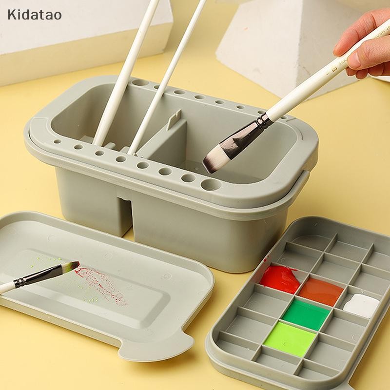Kidatao 3 In 1 Paint Brush Cleaner เครื่องซักผ้า al Paing แปรงซักผ้าถังเครื่องมือผู้ถืออ่างล้างหน้าถาด Palette ฝาปิดใหม่