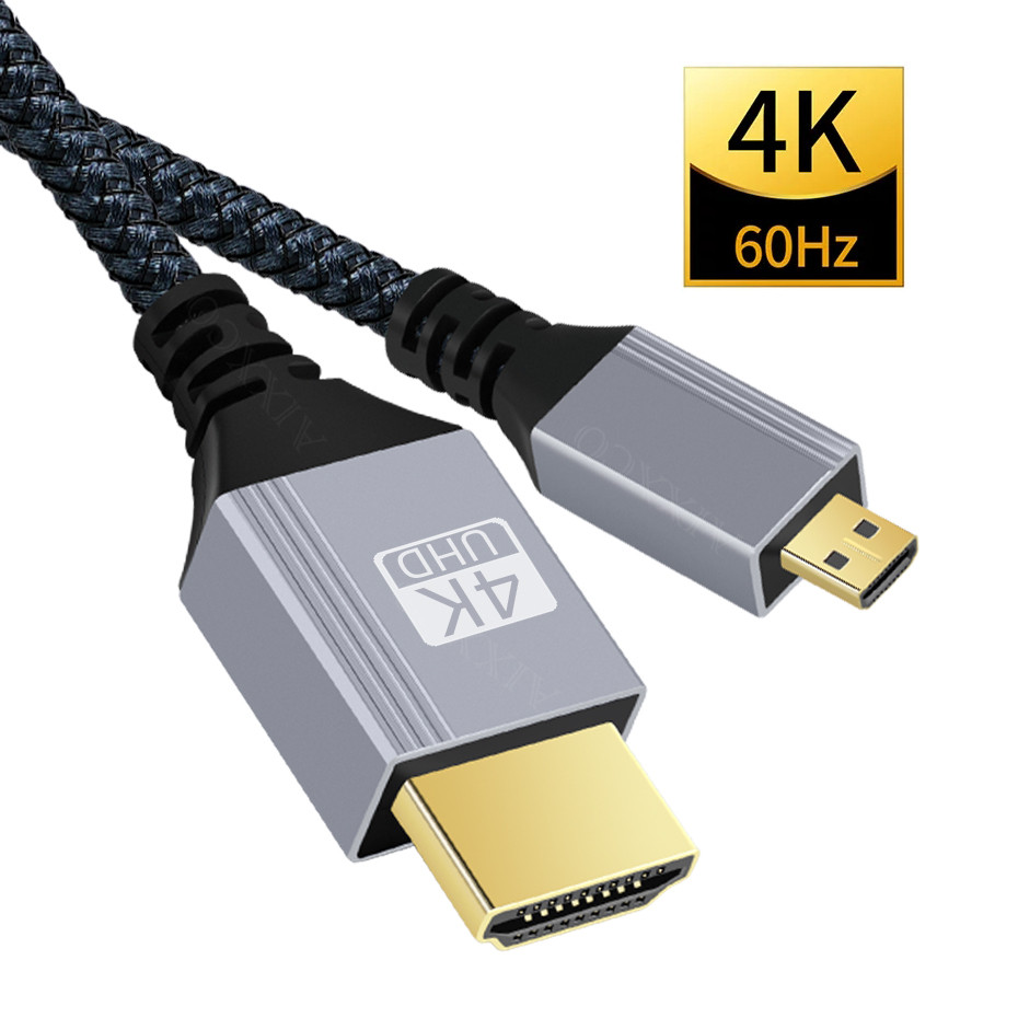 สาย Micro HDMI to HDMI ยาว 0.3/1/2/3/5 เมตร รองรับ 4K/60Hz ชาย-ชาย สําหรับแท็บเล็ต กล้องวิดีโอ อะแดปเตอร์