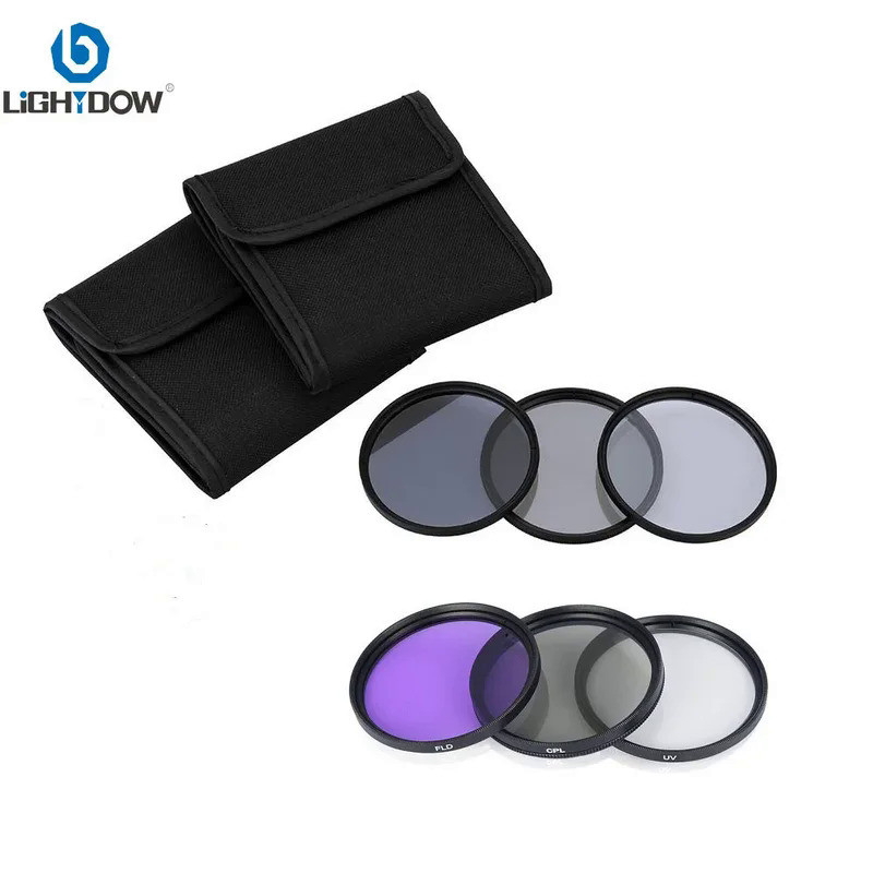 Lightdow Camera Lens Filter UV+CPL+FLD+ND 2 4 8 49MM 52MM 55MM 58MM 62MM 67MM 72MM 77MM 6 in 1 Kit f