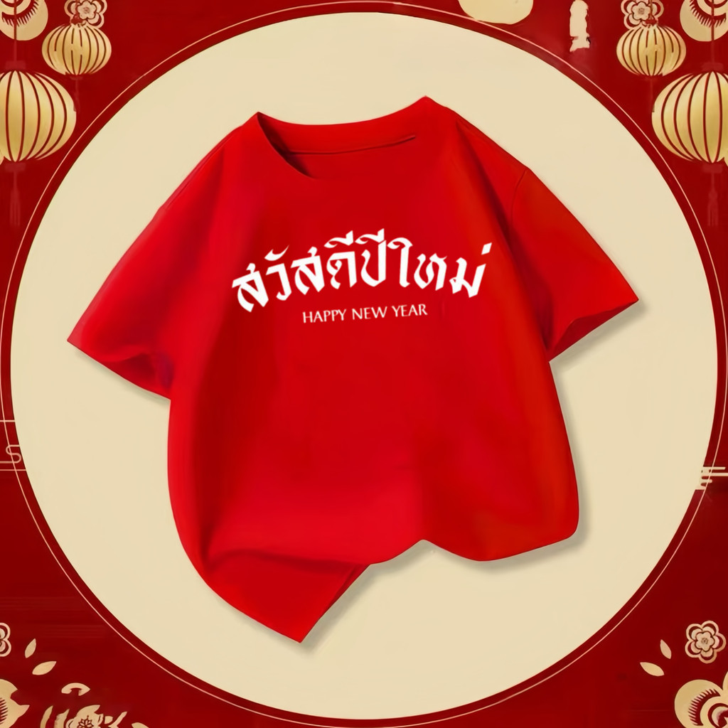 (จัดส่งตลอด 24 ชั่วโมง)KIDS PRINCESS New Year T-shirt เสื้อยืดแขนสั้นสำหรับเด็ก สีแดงน่ารัก หมายเลข U2