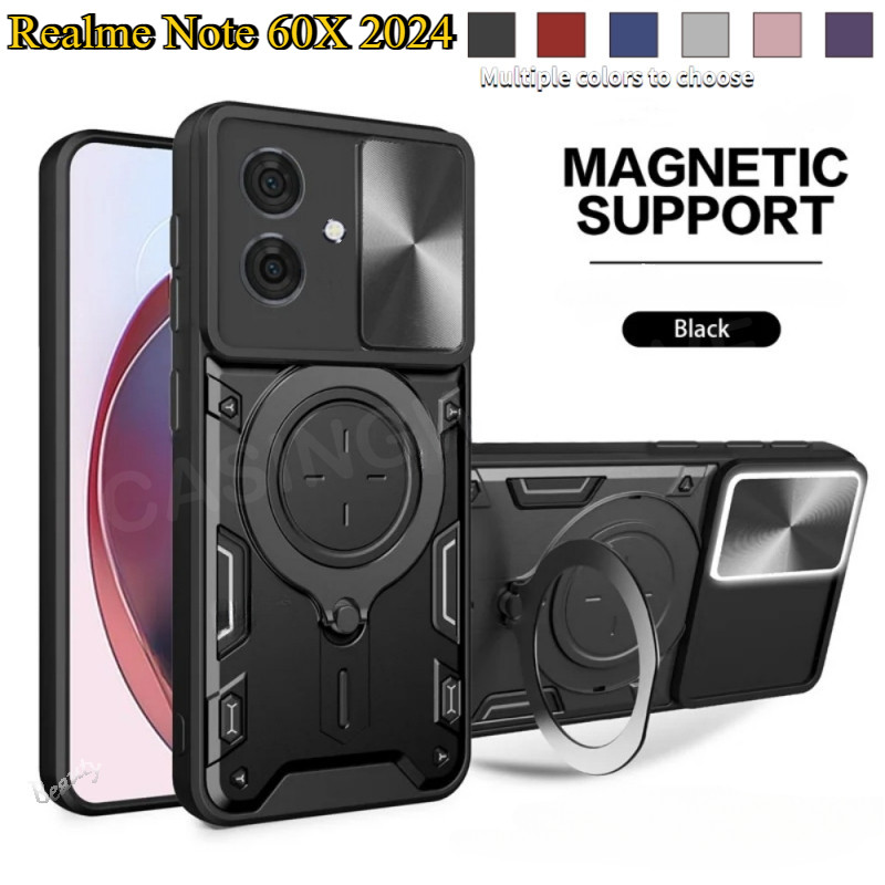 ปลอกสําหรับRealmeหมายเหตุ60X Note60 C61 N61 14X 14T 15T 14 15 Pro 80 70 70T 4G 5Gเกราะแหวนขาตั้งวงเล็บสไลด์หน้าต่างเคสโทรศัพท์ป้องกันเต็มรูปแบบกันกระแทกAnti Fall Drop