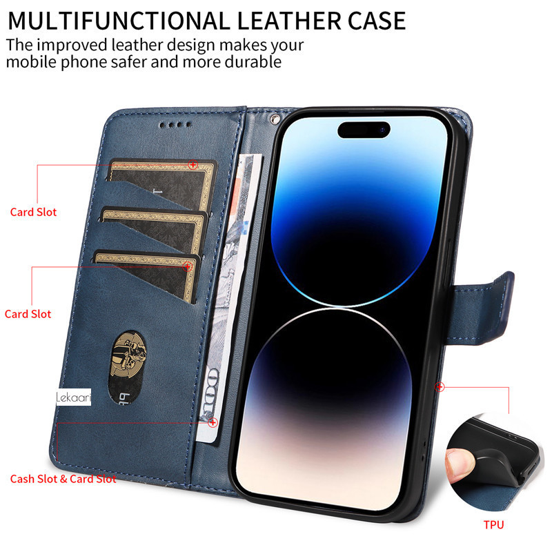 ซองหนังย้อนยุค Samsung Galaxy A9 A8 A7 A6 A5 A41 A31 J7 J6 J5 J4 J3 Pro Plus Prime 2018 2017 2016 Flip Casing Lineลายนูนกระเป๋าสตางค์ผู้ถือบัตรฝาครอบโทรศัพท์ - รูปที่ 2