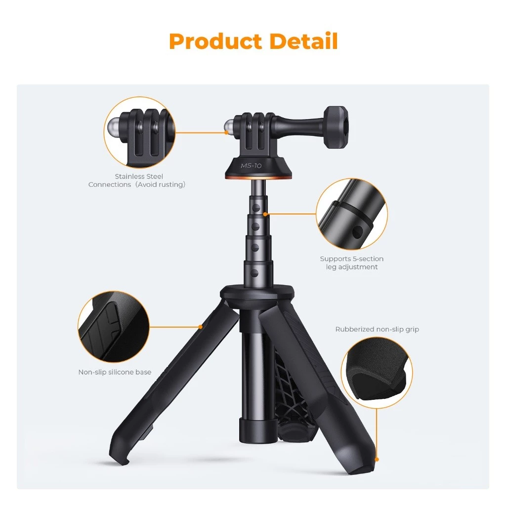 K&F CONCEPT MS10 Camera Tripod ขาตั้งกล้อง Mirrorless ไม้เซลฟี่ ยืดได้ ขนาดพกพา for GoPro/ Insta 360 thumbnail 4