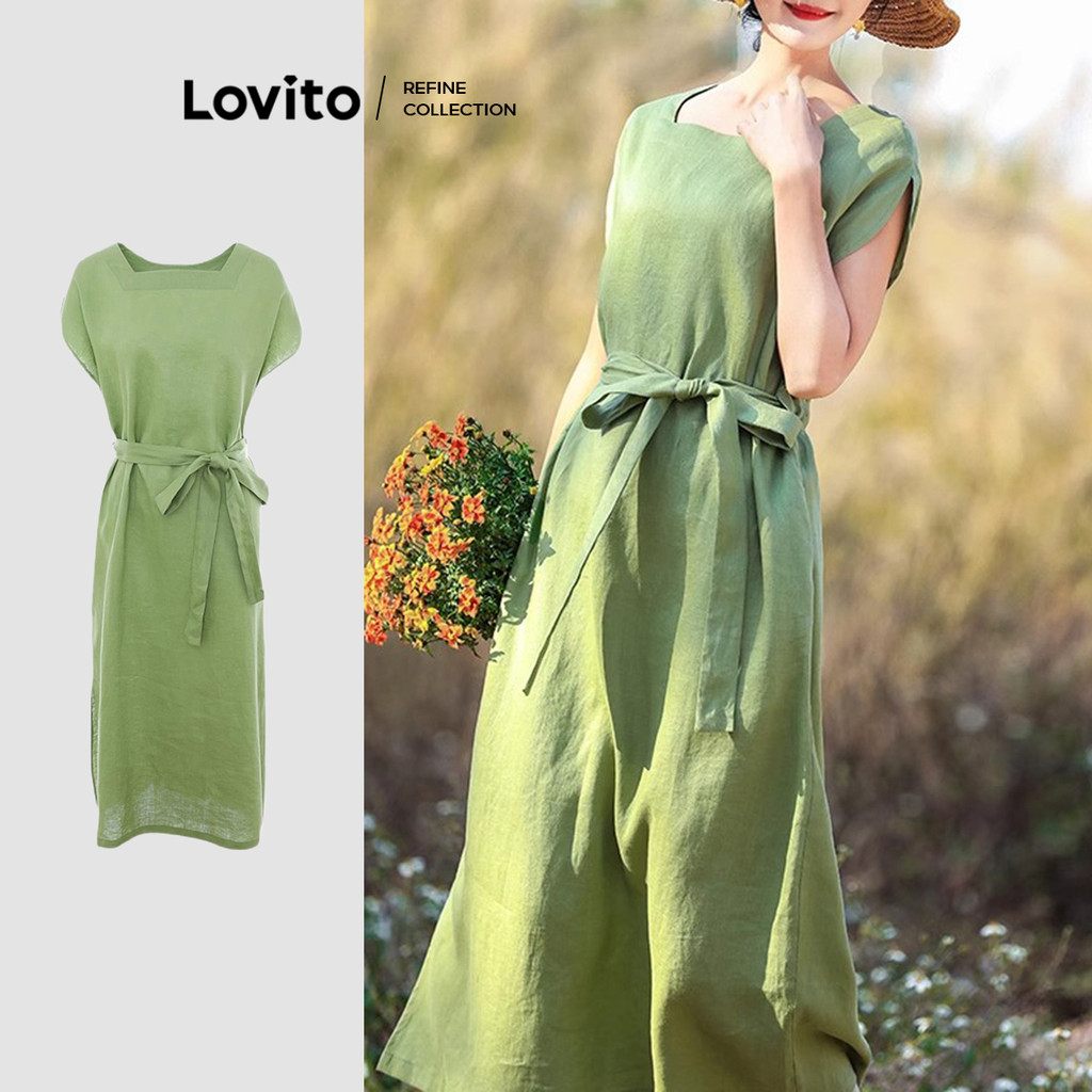 Lovito ชุดเข็มขัดลำลองธรรมดาสำหรับผู้หญิง LNE83043