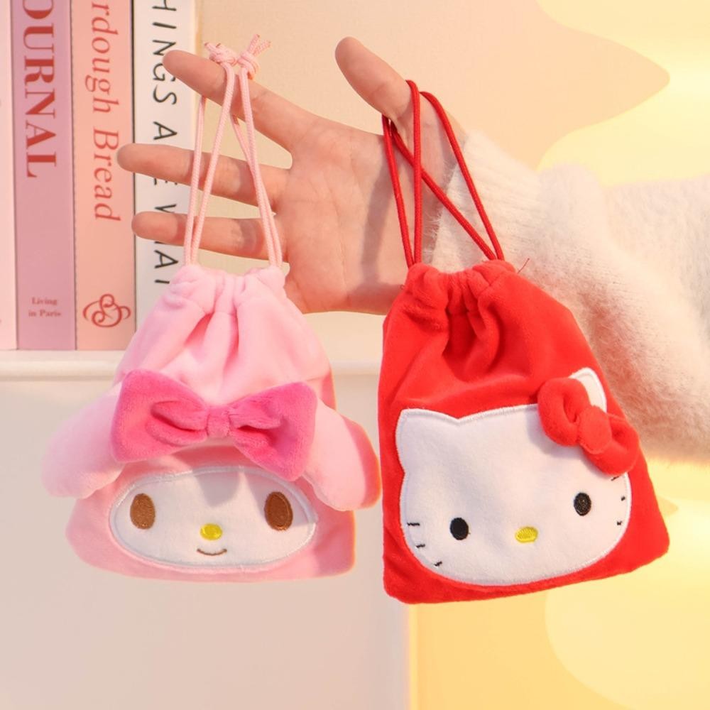 Seventhalf กระเป๋าหูรูด My Melody, สไตล์ญี่ปุ่น Kawaii Hangyodon กระเป๋าเก็บ, น่ารัก Cogimyun Kitty Cat Marumofubiyori Kuromi Drawstring Bag Camping