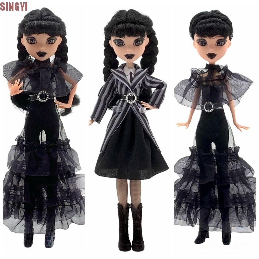 Singyi The Addams Family Figure, Q Version Movie Wednesday Addams Doll, Model Collectibles Cute Blac