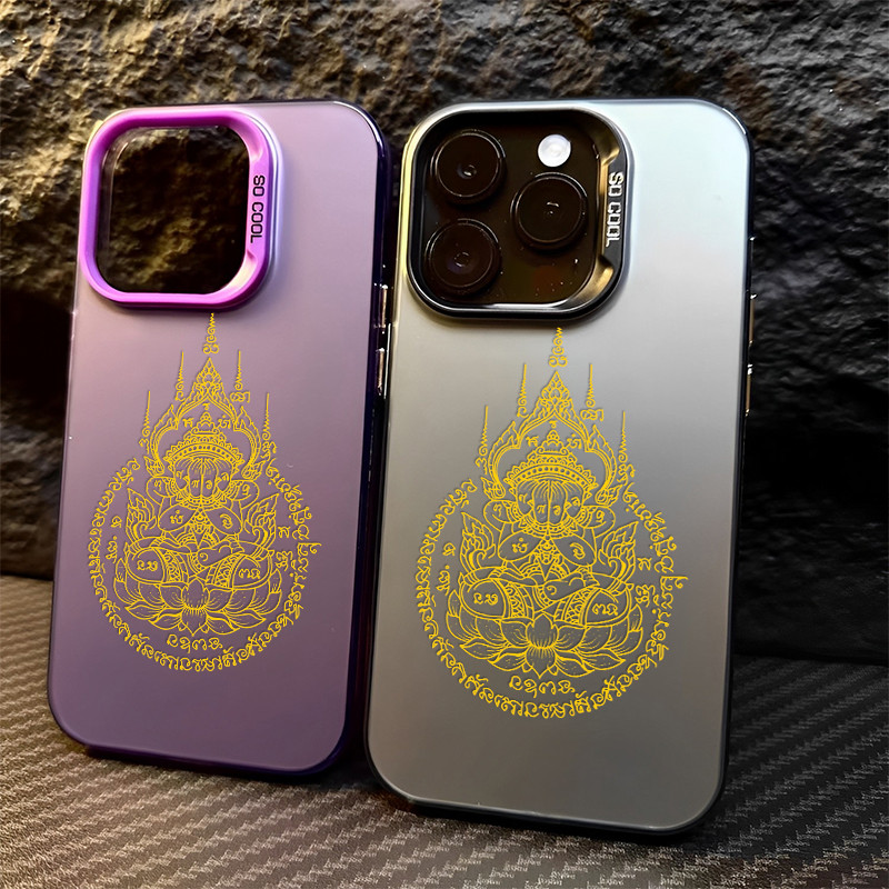 เคสไอโฟน11 pro max 15 13 Pro Max case For iPhone 12 14 ProMax 7 8 14 15 Plus X XR XS SE 2020 เคสโทรศัพท์ลายพระไทยสีทอง