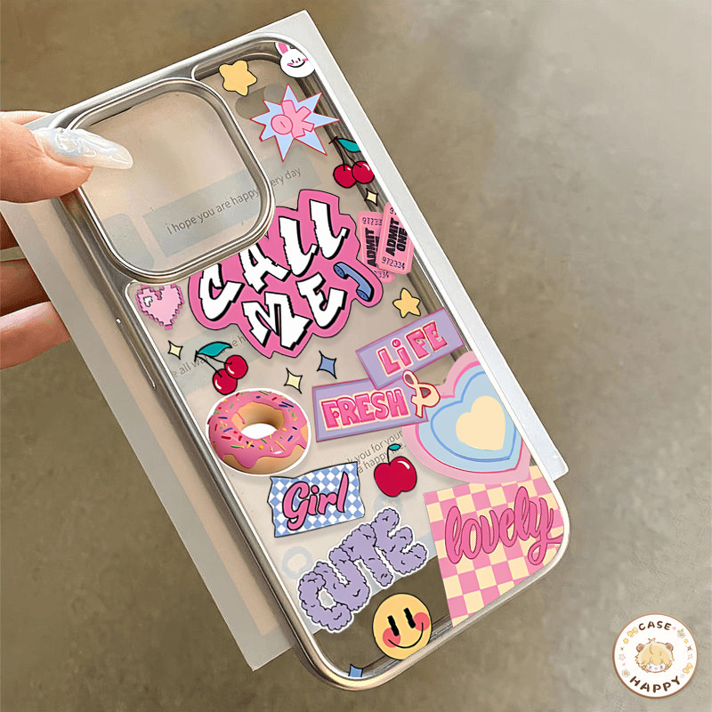 เคสไอโฟน 15 11 สำหรับ iPhone 16 13 14 12 Pro Max XS XR X MAX 15 7 8 14 16 Plus SE 2020 สีสร้างสรรค์หมีน่ารักรักหัวใจยิ้ม