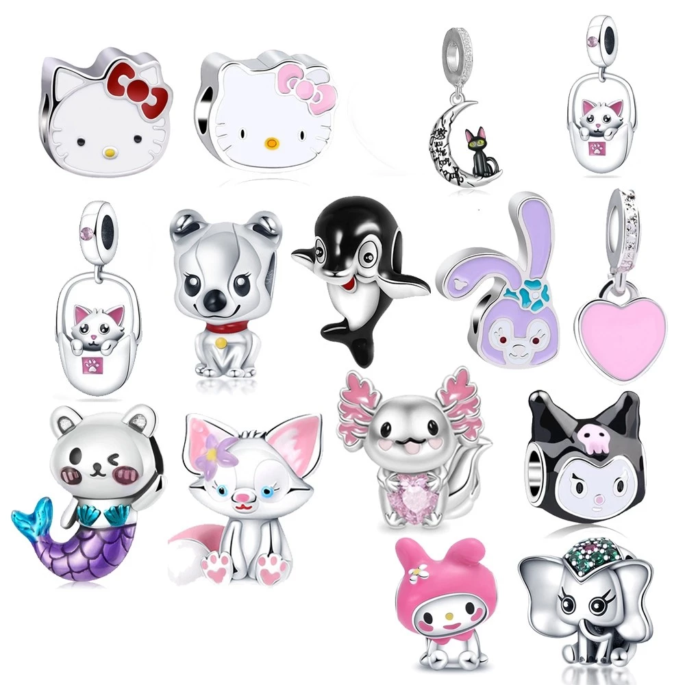 จี้เงิน 925 สำหรับสร้อยข้อมือ สไตล์การ์ตูน Kitty เพื่อสัตว์เลี้ยง