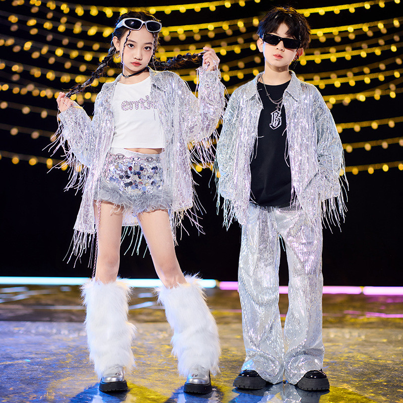 ❥เด็กถนนเต้นรําเครื่องแต่งกายประดับด้วยเลื่อมพู่แจ็คเก็ตเงาแจ๊สเต้นรํายืนกลองซูเปอร์แฟลชเต้นรําละตินเครื่องแต่งกายที่ไม่ซ้ําใคร❥14411227