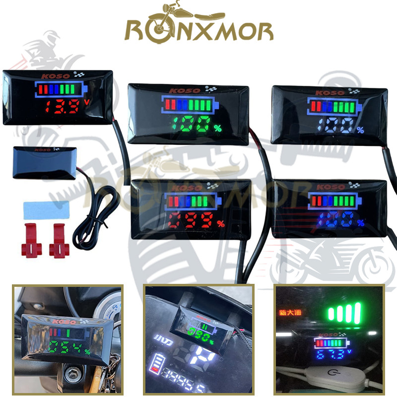 Ronxmor 1PC รถจักรยานยนต์ E-bike โวลต์มิเตอร์อุปกรณ์เสริมการปรับเปลี่ยน 12V-150V จอแสดงผล LCD E-bike เมตร Universal Digital แรงดันไฟฟ้าตัวบ่งชี้จอแสดงผล LED โวลต์มิเตอร์สําหรับ NMAX155 XMAX250 300