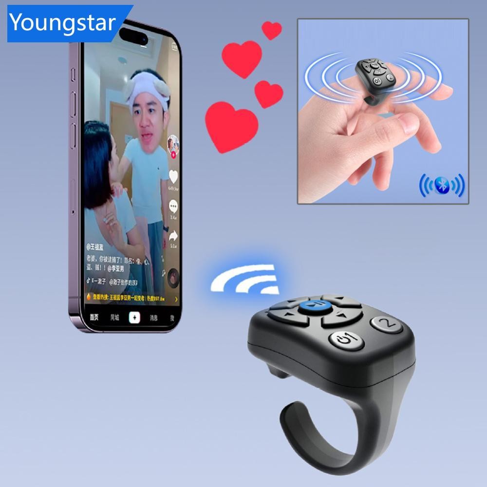 FYG 7 ปุ่มปลายนิ้ว Blutooth รีโมทคอนโทรลเลื่อนนิ้วมือโทรศัพท์มือถือ Video Control Selfie Stick หน้าอัตโนมัติควบคุมกล้อง