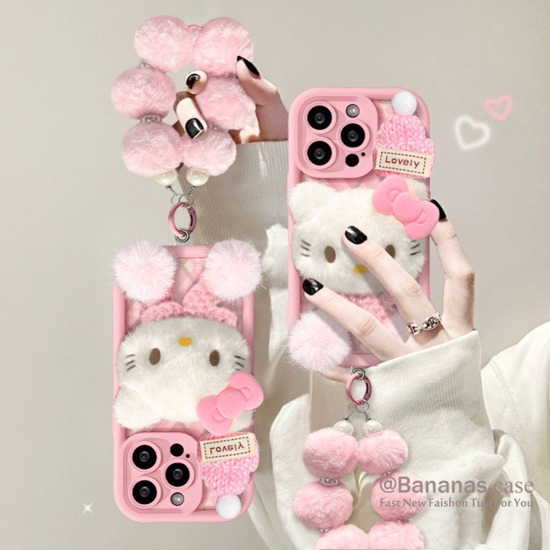 IPhone 17 16 15 14 13 12 11 Pro Max X Xr Xs Max 7 8 Plus SE2020 เคสโทรศัพท์ตุ๊กตาสีชมพู Cat + Lanyard คู่ฝาครอบโทรศัพท์นุ่ม ราคา ถูกที่สุด ดีลบีเคเค แกลเลอรีภาพที่ 3