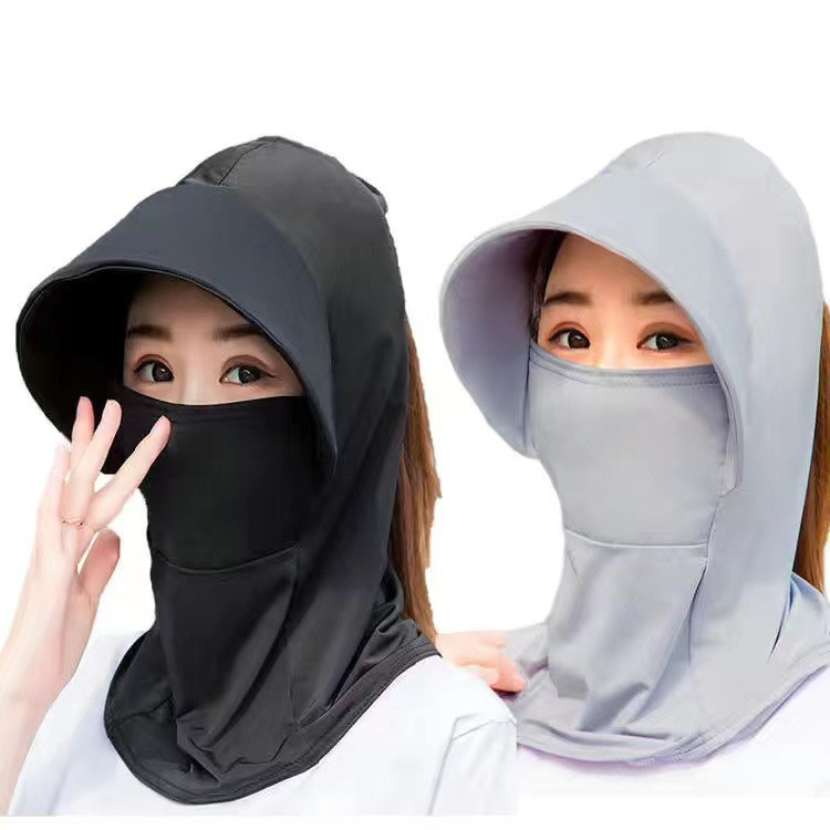 Shopex โม่ง หมวก กันแดด โม่งคลุมหัว รุ่นผ้าลื่น แบบมีหมวกบังแสง ผ้าลดอุณหภูมิ ใส่แล้วเย็น UV กันฝุ่น