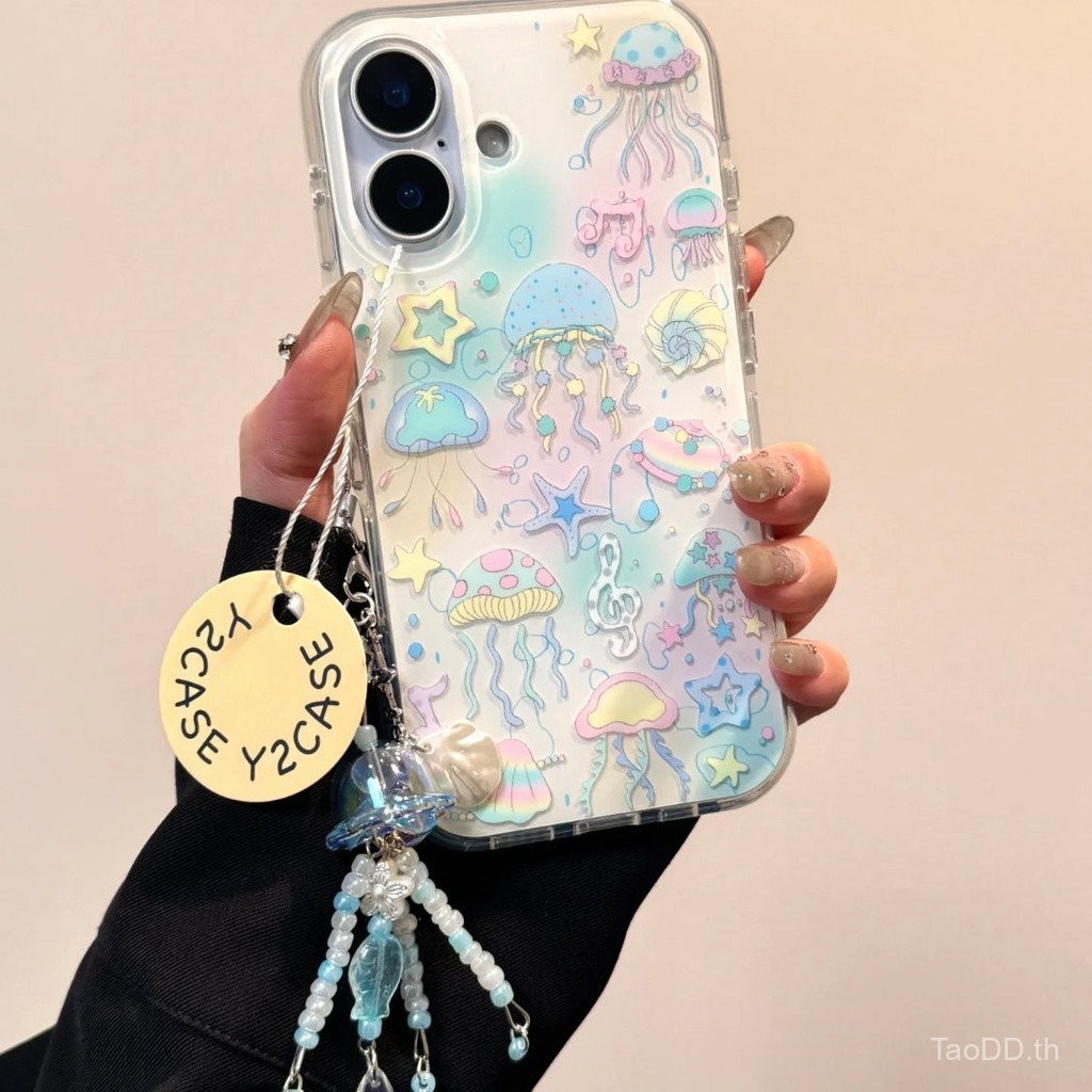 เคสโทรศัพท์ที่เข้ากันได้กับ iPhone X XS XR XSMAX 11 12 13 14 15 16 Pro Max Plus เคสแฟนตาซีโลกใต้น้ำดาวทะเลแมงกะพรุนเคสนุ่มกันกระแทกเคสป้องกัน XOZI