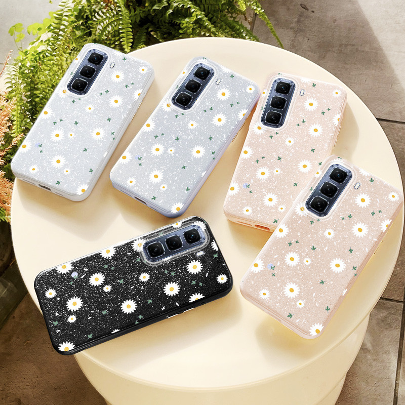 YBD เคสโทรศัพท์สําหรับ infinix Hot 60i Hot 60 Pro + Hot 50 Pro + X6726 X6728 X6728B X6885 X6886 Fine Sparkling Diamond ญี่ปุ่นและเกาหลี Daisy ดอกไม้ INS - รูปที่ 4