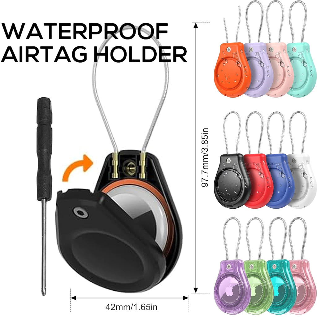 ที่ใส่พวงกุญแจ AirTag กันน้ํา - เคสล็อคแท็กอากาศพร้อมสายไฟเข้ากันได้กับ AirTags, เคสป้องกันป้องกันการสูญหายที่ทนทานเป็นพิเศษพร้อมพวงกุญแจสําหรับกระเป๋าเดินทาง, กุญแจ, กระเ
