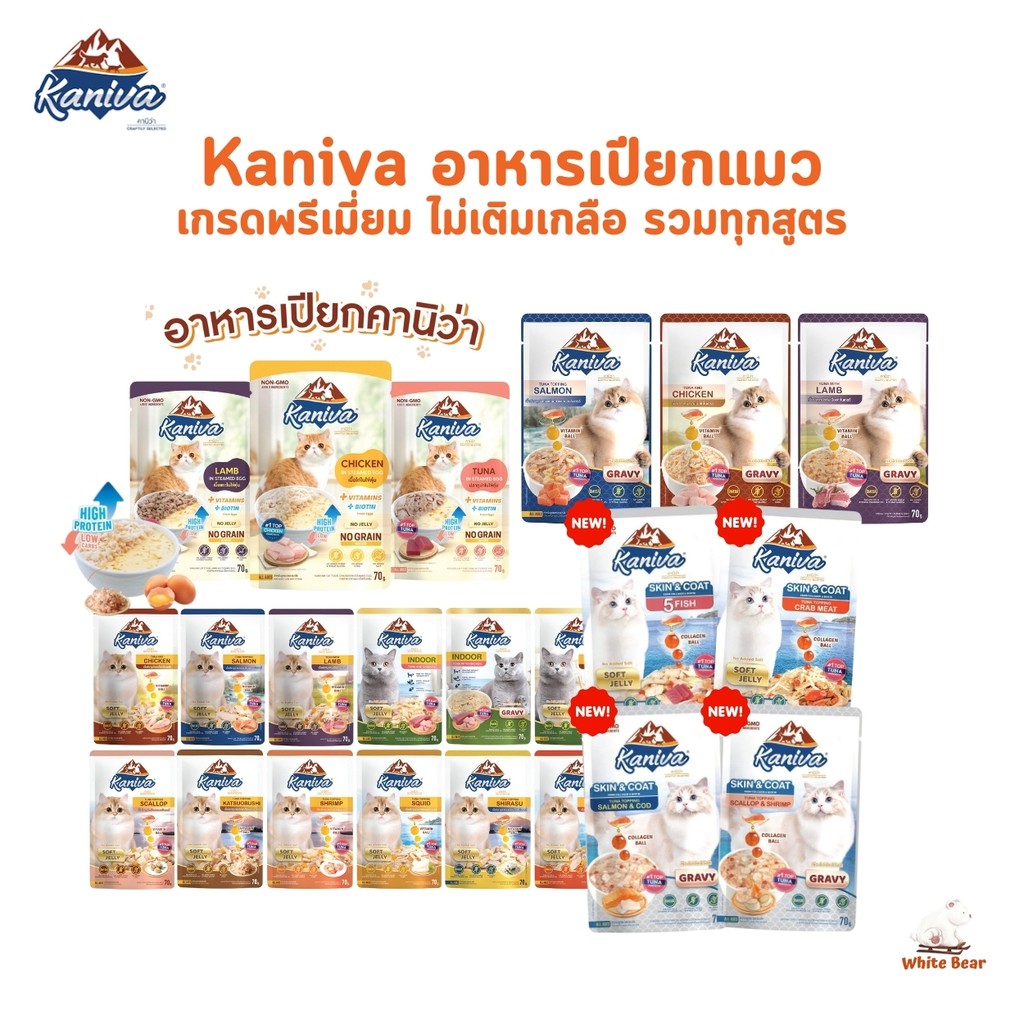 Kaniva อาหารเปียกแมว เปียกแมว คานิว่าเพาซ์ ผสม Vitamins Ball ขนาด 70 กรัม