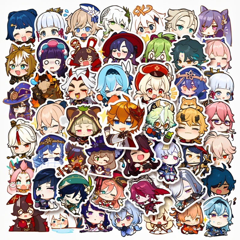 100 ชิ้น/เซ็ต Genshin Impact อะนิเมะการ์ตูนสติกเกอร์เกม Decals น่ารัก DIY สเก็ตบอร์ดตู้เย็นรถจักรยานยนต์ Graffiti เด็ก Joke สติกเกอร์