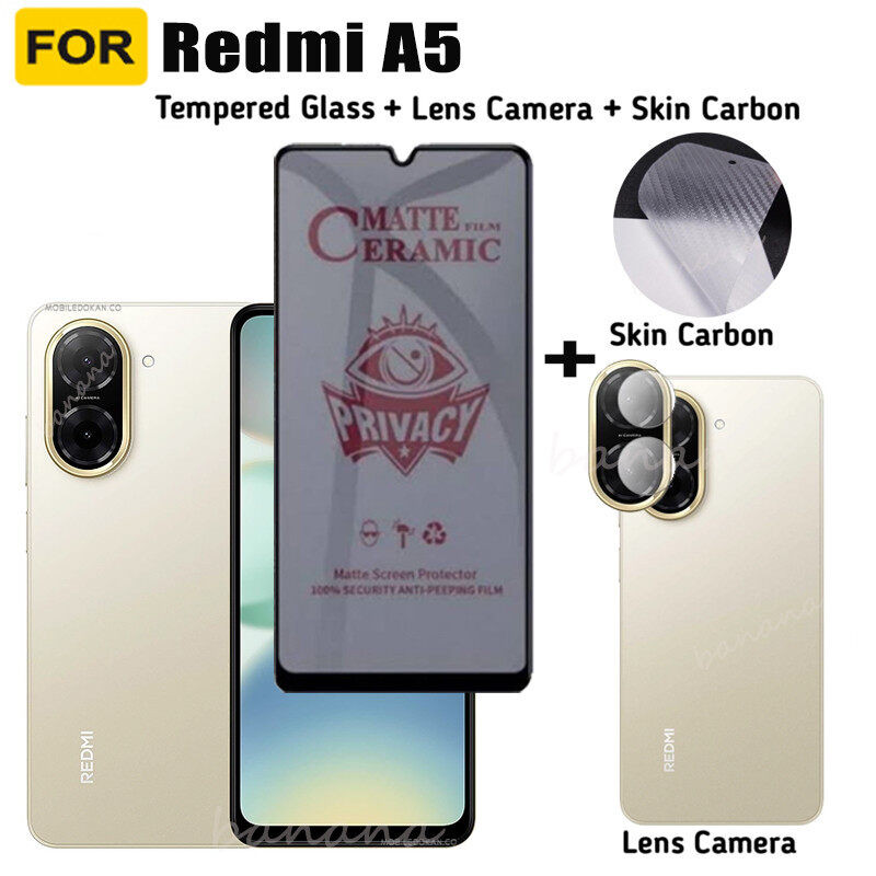 สําหรับ Redmi A5 ความเป็นส่วนตัวกระจกนิรภัย Redmi A4 Redmi A3 ป้องกันหน้าจอ + กระจกเลนส์กล้อง + ฟิล์