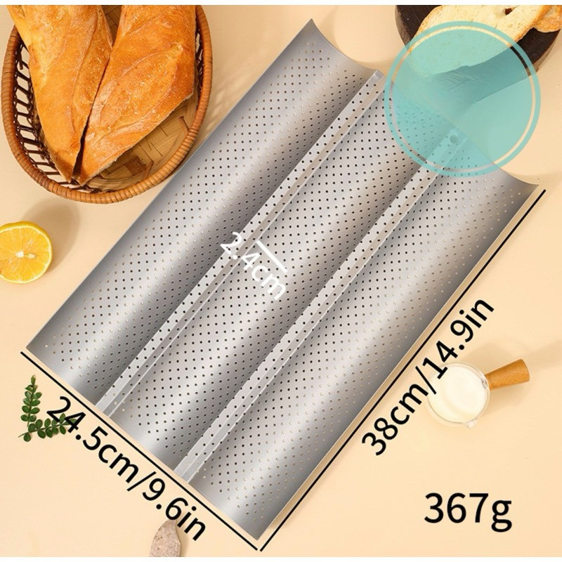 NON-STICK BAGUETTE BREAD GRILING TRAY 3 หรือ 4 ช่อง WAVE BREAD TRAY