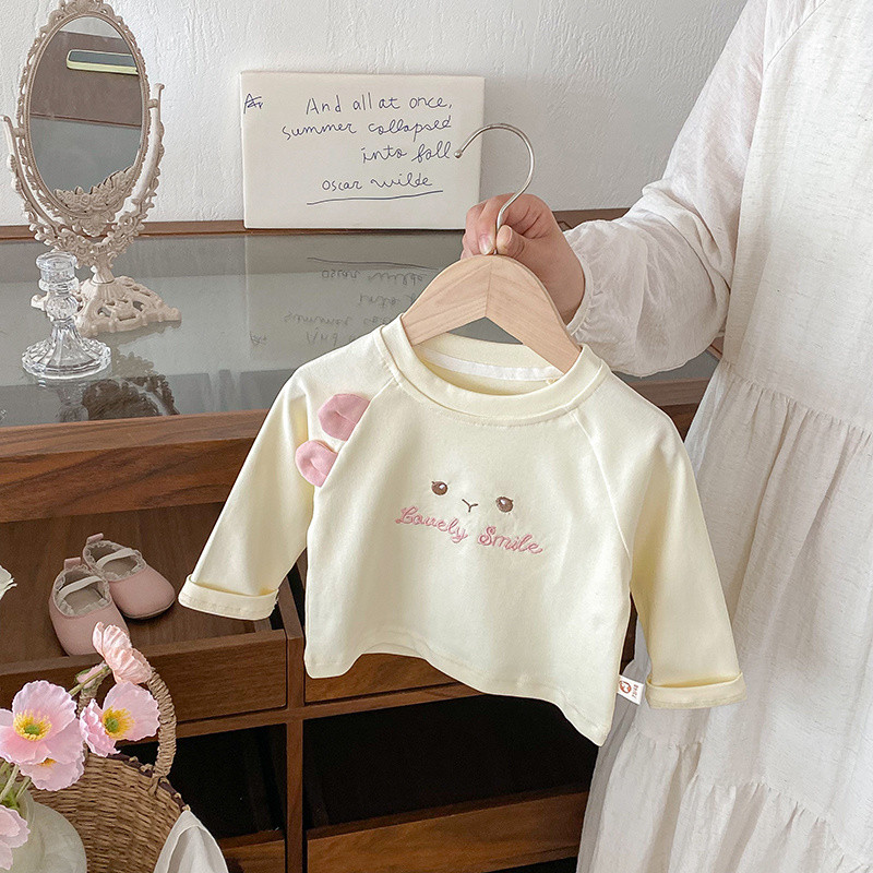 ฤดูใบไม้ผลิและฤดูใบไม้ร่วงสาวการ์ตูนแขนยาวฐานชั้น-น่ารักรอบคอเสื้อยืดสำหรับทารกและเด็กวัยหัดเดิน - รูปที่ 5