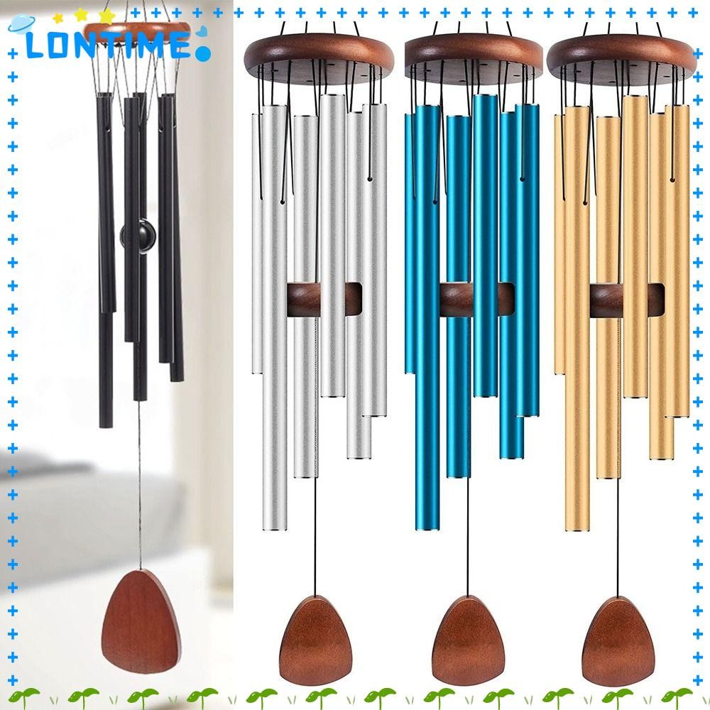 LONTIME อลูมิเนียมลมตีระฆัง,อลูมิเนียม Zen บรรยากาศหลอดโลหะ Windchime, จี้ 26/32/37 นิ้ว 6 แท่ง Wind Bell Garden