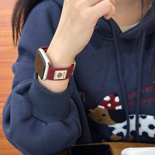 สายไนลอนทอหมีน่ารักพร้อมเข็มกลัดแม่เหล็กสําหรับ Xiaomi Redmi watch 5 active Redmi watch 6 Redmi watch 3 active Redmi 4 smart band strap