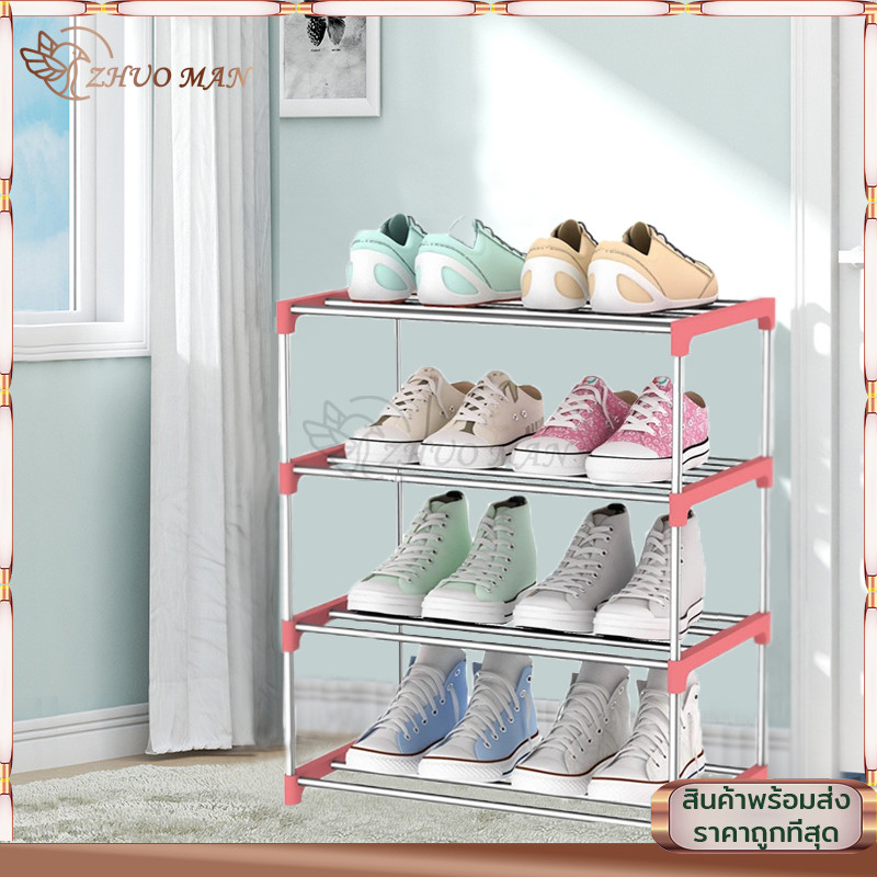 ชั้นวางรองเท้าสแตนเลส 3/4 ระดับ Stainless Shoe Rack ประกอบง่าย