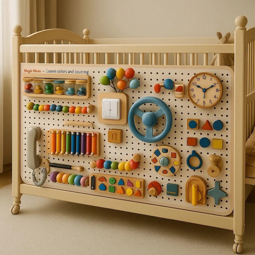 Montessori Busy Board ของเล่นไม้ DIY เด็กอะไหล่ Life Skill การฝึกอบรมกิจกรรมสําหรับเด็กวัยหัดเดิน 1 ปี