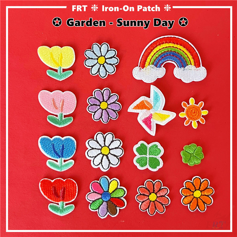 ☸ สวนดอกไม้ - แผ่นแปะรีดวันซันนี่ ☸ 1 ชิ้น DIY เย็บบนเหล็กบนป้ายแพทช์