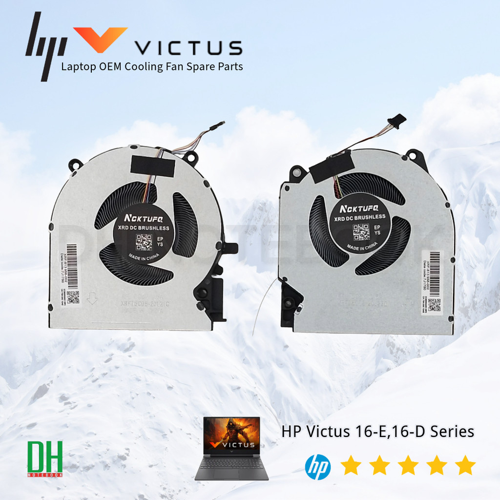 พัดลม HP Victus 16-E, 16-D (XRF75C08-20L21C+XRF75C08-20L22C) อะไหล่ OEM คุณภาพสูง CPU+GPU 80W DH NOT