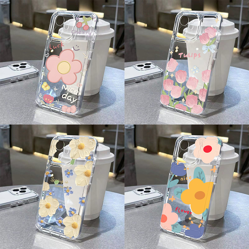 ดอกไม้สีชมพู เคสใส for Samsung A56 5G กรณี A55 A54 A53 A13 A71 A05s A06 A14 A15 A16 A22 A23 A24 A25 A26 A33 A34 A35 A36